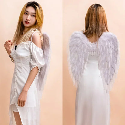 White Angel Feather Wings Festival PartyDecoration Props Scene Decoration Children Adult VictoriasSecret Fashion ShowPerformance