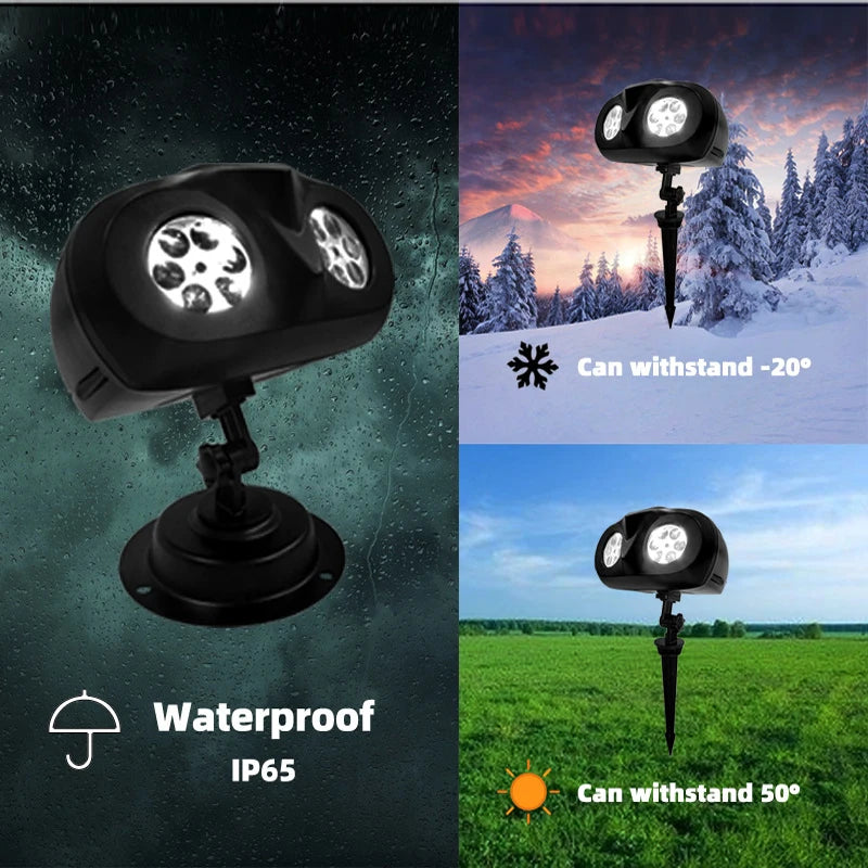 2025 Upgraded LED Snowflake Projector Light 2-in-1 Outdoor Waterproof Christmas Halloween Decor with Snowfall Pattern Party Lamp