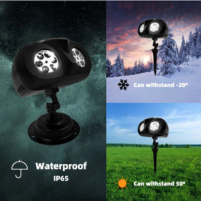 2025 Upgraded LED Snowflake Projector Light 2-in-1 Outdoor Waterproof Christmas Halloween Decor with Snowfall Pattern Party Lamp