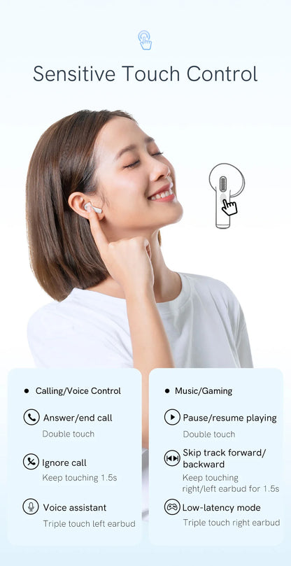 NEW QCY T20 Bluetooth 5.3 TWS Wireless Earphones 68ms Low Latency Earbuds 13mm Driver HIFI Headphones 4 Mics+ENC HD Call