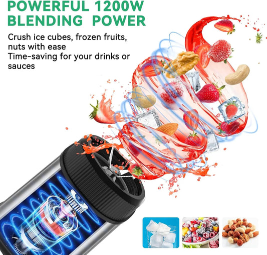 1200W Personal Smoothie Blender – 13-Piece Set with To-Go Cups & Multi-Speed Control