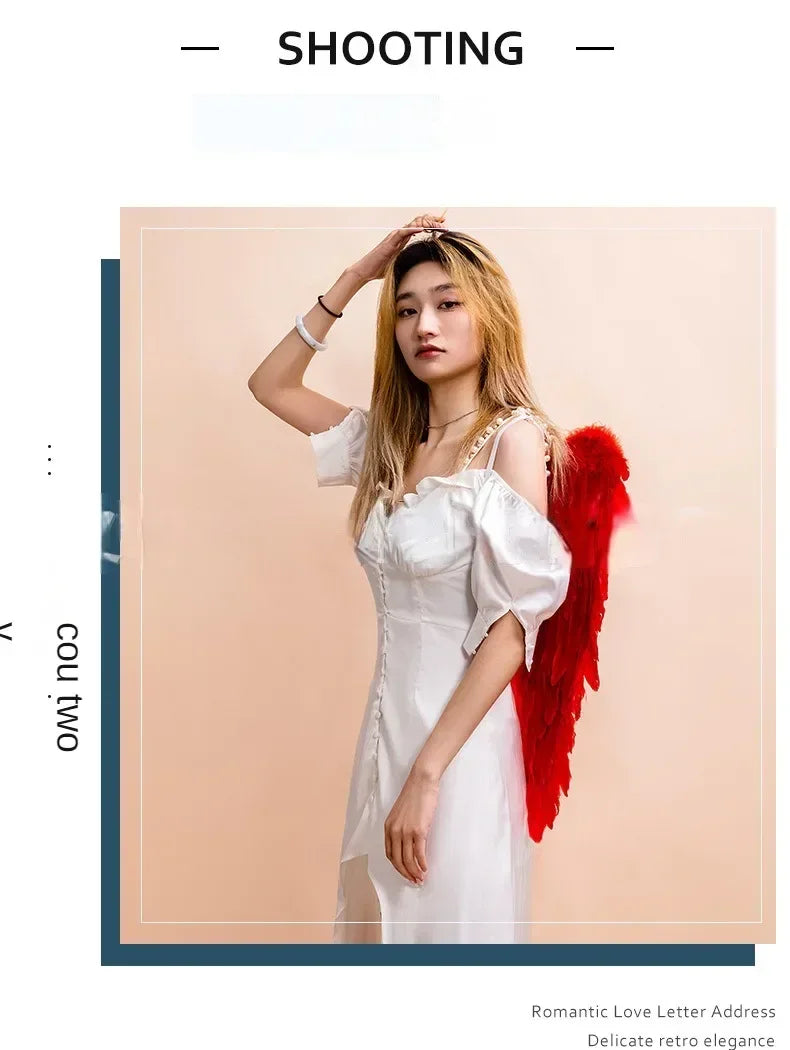 White Angel Feather Wings Festival PartyDecoration Props Scene Decoration Children Adult VictoriasSecret Fashion ShowPerformance