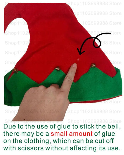 2025 Christmas Boys Cute Green Elf Costume New Year Family Party Festival Fancy Santa Claus Cosplay Outfit Set for Men Women