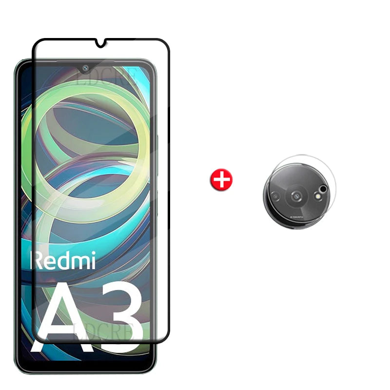 6-in-1 For Redmi A3 Glass For Xiaomi Redmi A3 Tempered Glass 9H Full Cover Glue 9H Screen Protector For Redmi A 3 A3 Lens Glass