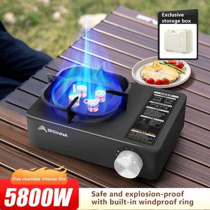 BISINNA 5800W Portable Gas Stove – Windproof Outdoor Burner for Camping, Hiking & Picnics