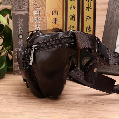 Men Waist Fanny Bags Sling Chest Bag Genuine Leather Casual Fashion Retro Cross body Male Real Cowhide Loop Hip Belt Bum Bag