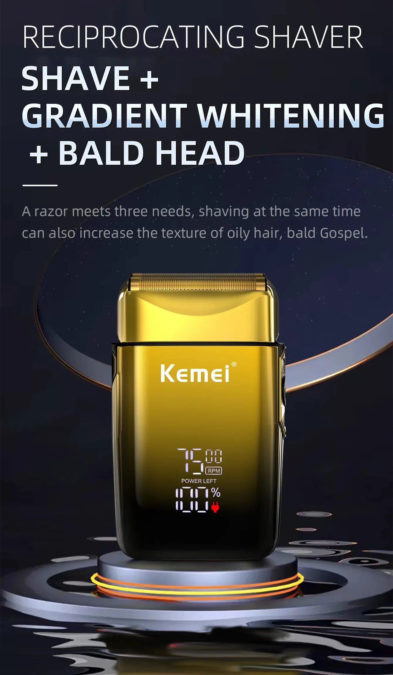 Kemei TX10 Electric Shaver Hair Rechargeable Beard Foil Razor For Men Bald Head Shaving for Men Machine
