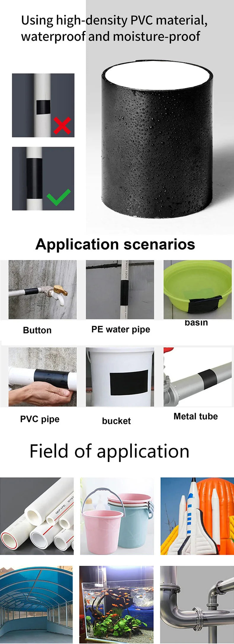 Swimming Pool Tape Adhesive Waterproof Sealing Tape Leak Stopper For Pipes Patch Holes & Crack Butyl Sticker Strong Glue Barrier