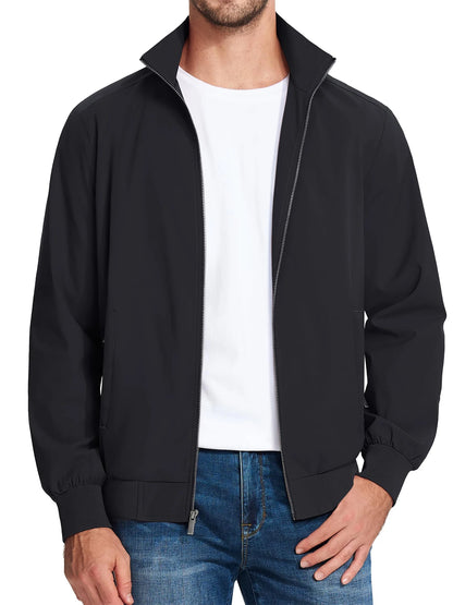 MAGCOMSEN Lightweight Jacket Men's Windproof Waterproof Zip Up Coat Stand Up Collar Windbreaker with 3 Pockets Outerwear