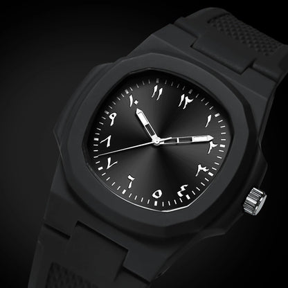 Men's Arabic Numeral Quartz Watch 30-Meter Water Resistance Casual Sports Silicone Wristband Watch Clock Nautilus Design Watch