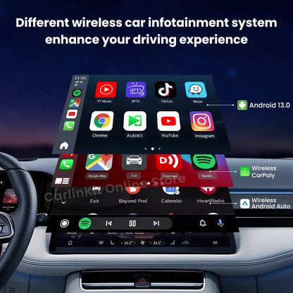 Carlinkit Android 13 Tv Box LED 8+128GB CarPlay Wireless Android Auto Wireless Adapter Support Youtube Netfilx IPTV Spotify GPS