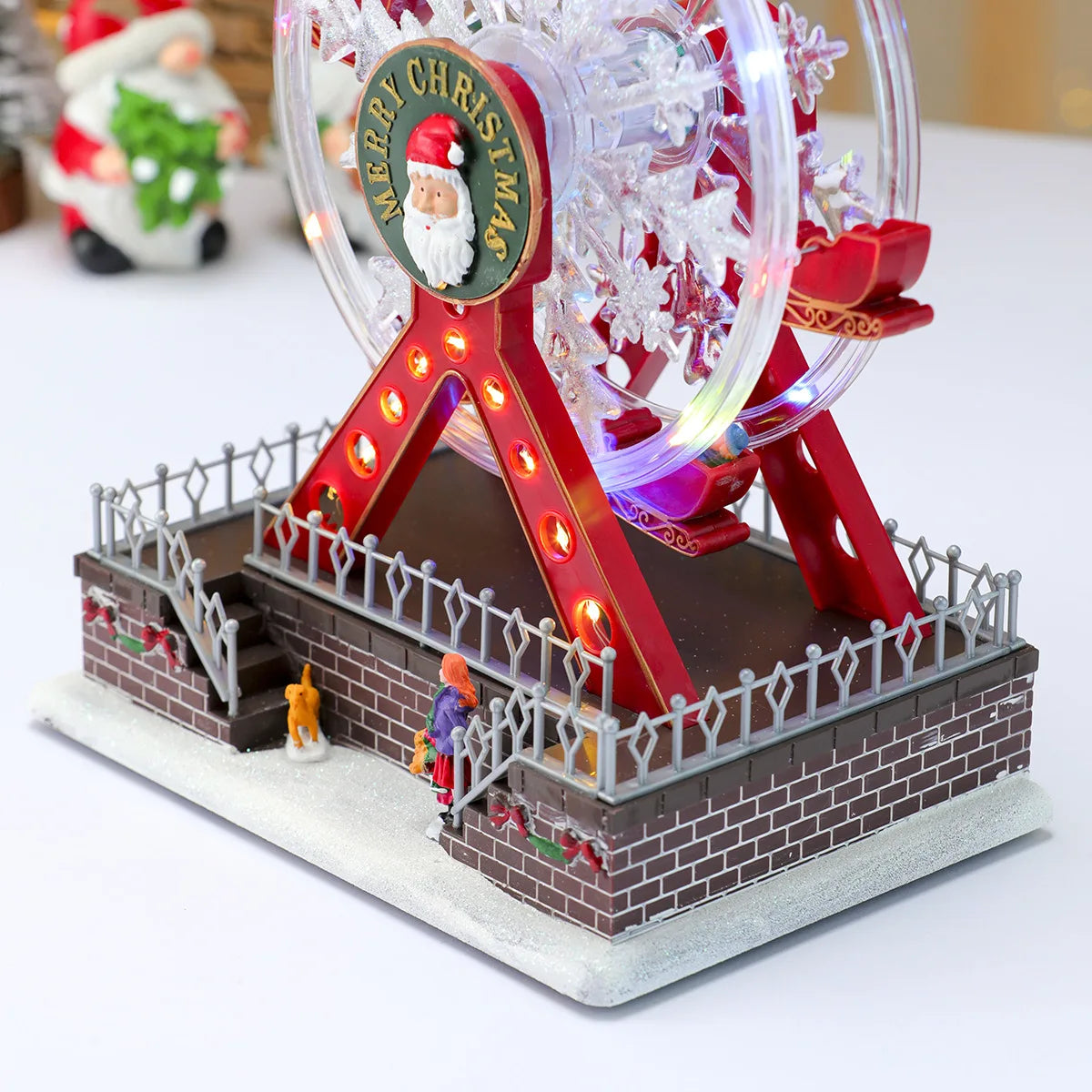 Xmas Santa Claus Spinning Light Up Ferris Wheel Octavo 2025 New Year Christmas Gift Christmas Home Party Decoration Ornament