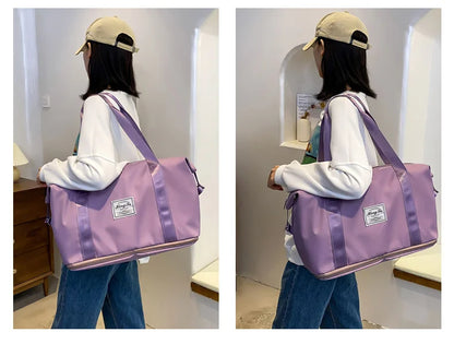 Waterproof Travel Duffel Bag – Large Capacity Nylon Gym Tote for Women**