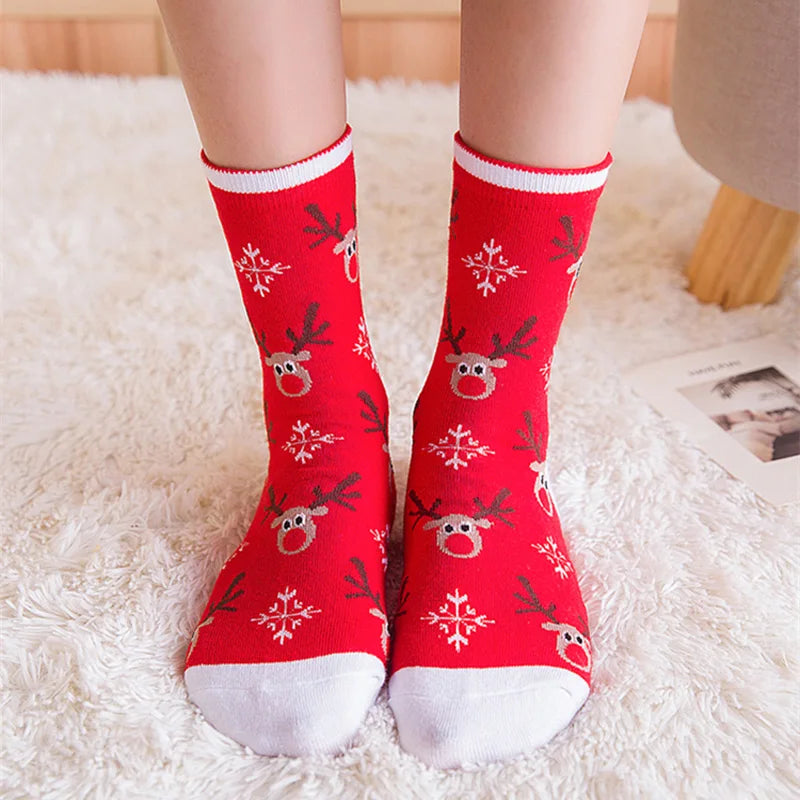 5 Pairs Men/Women Cotton Cartoon Christmas Socks Cute Santa Claus Elk Snow Funny Sock Happy Winter New Year Socks Christmas Gift
