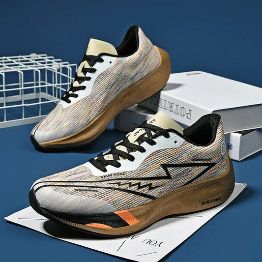 Real carbonboard racing running shoes couple's ultra-light cushioning sneakers men's thin mesh walking shoes