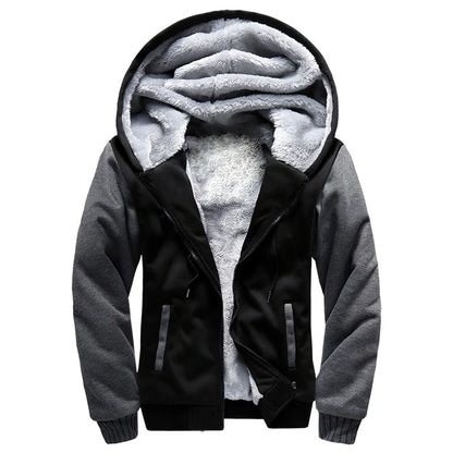 Winter Warm Sherpa Lined Coat for Men Heavyweight Plush Fleece Jackets Outwear Long Sleeve Zip Up Hoodie Sweatshirt Tops Outfits