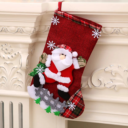 4Pcs Christmas Stockings Set Large Capacity Christmas Ornament Sock Santa Claus/Snowman/Bear/Elk for Home Classroom Party