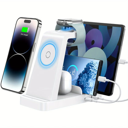 5-in-1 Fast Wireless Charging Station for Multiple Devices for iPhone 15 14 13 12 Pro Max Apple Watch Airpods