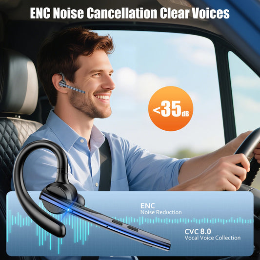 New Bee M54 Bluetooth Headset Wireless Headphone Noise Cancelling Earpiece Dual-Mic Mute Handsfree Earphones for Driver Office