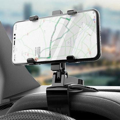 Car Dashboard Support 360 Degree Rotating Car Mobile Phone Mount Foldable Dashboard Adjustable Spring Clip Cell Phone Holder