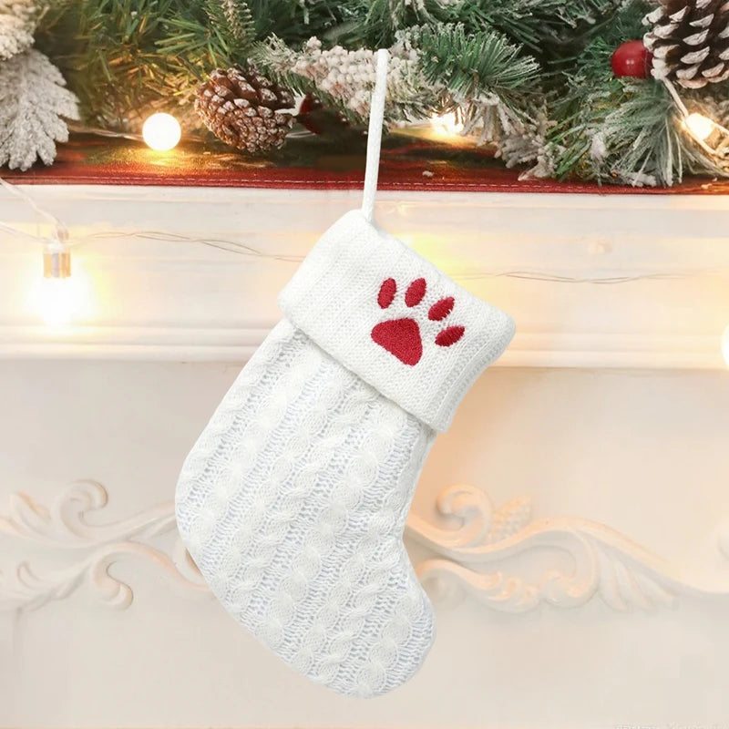 Christmas Socks Knitting Snowflake Letter Stocking Christmas Decoration For Home 2025 Xmas Tree Ornament Gift Navidad Natal 2026