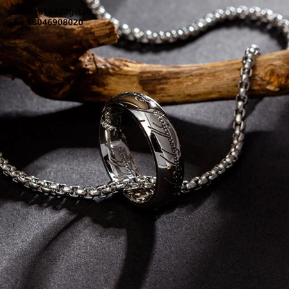 King of Necklace Stainless Steel Necklace Ring Fit Movie Jewelry Lord Of The Necklace 3.0 Square Thick Pearl Chain Hip-Hop