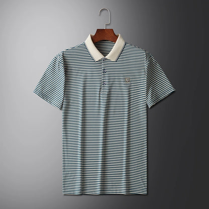 Breathable Cotton Men’s Polo Shirt – Striped Soft Summer Tee 2025
