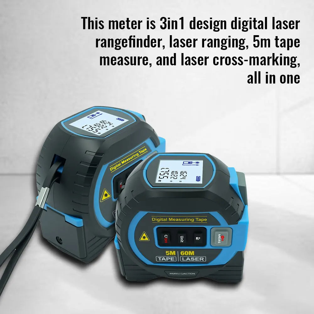 Laser Tape Measure 3 In 1 Digital Tape Measure High Precision Laser Rangefinder Steel Tape Measure High Elasticity
