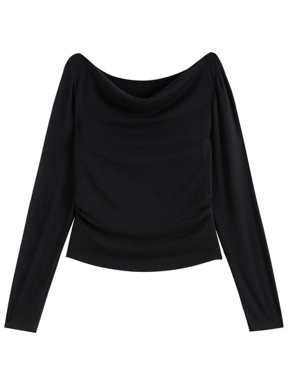 Women's Slim Fit Wool Blend Long Sleeve Top – Spring Office Style