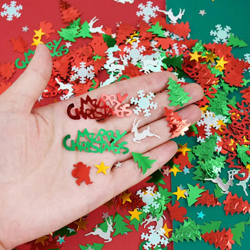 15g/bag Christmas Sequin Confetti Xmas Tree Snowflake Table Confetti 2024 Christmas Party Decoration for Home 2025 New Year Gift