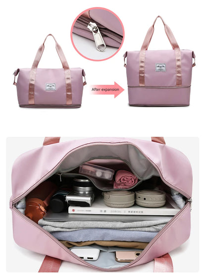 Waterproof Travel Duffel Bag – Large Capacity Nylon Gym Tote for Women**