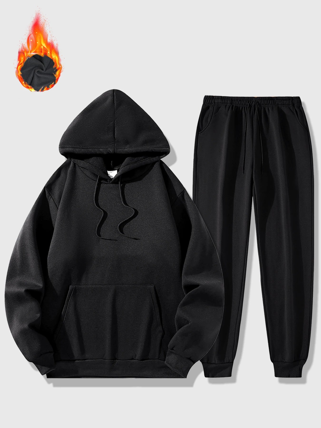 Men's Sports Suit Autumn and Winter Hoodie+pants 2-piece Set Fashionable Solid Color Casual Pullover and Pant Outdoor Sportswear