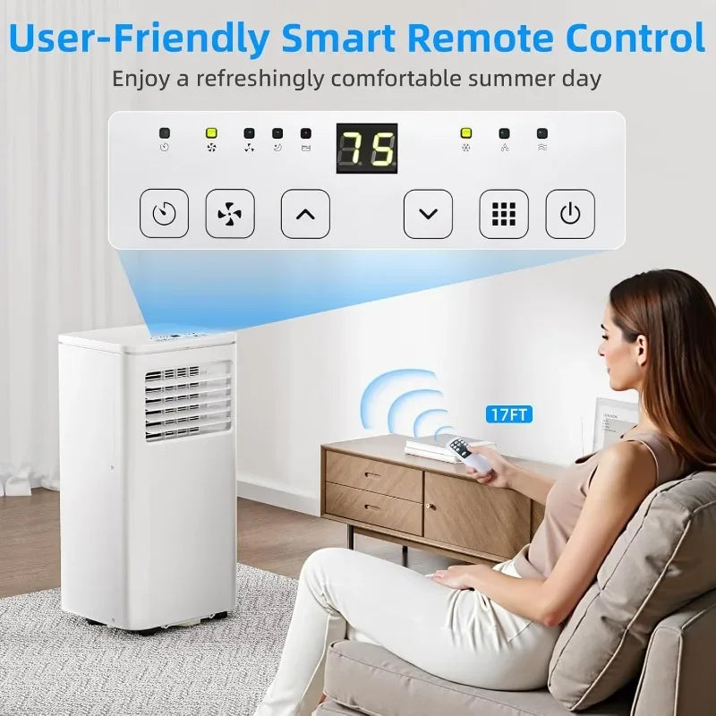 Portable Air Conditioner 8000 BTU, Remote Control, Fan Mode, Cools 350sq. ft, 24 Hour Timer, Quiet Operation,Window, 2 Fan Speed