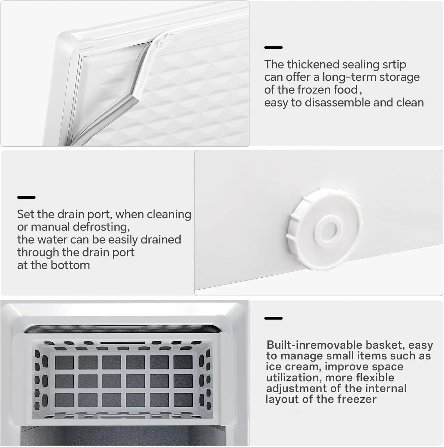 Kismile 7.0 Cubic Feet Chest Freezer with 3 Removable Basket, Free Standing Top Open Door Compact Deep Freezer with Adjustable