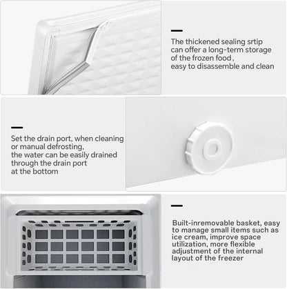 Kismile 7.0 Cubic Feet Chest Freezer with 3 Removable Basket, Free Standing Top Open Door Compact Deep Freezer with Adjustable