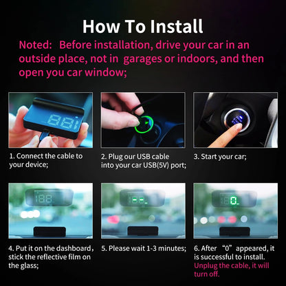 KWHUD K1 HUD Head-up Display Car GPS Digital Speedometer Universal Speed Windshield Projector Plug&Play Auto Electronic Devices