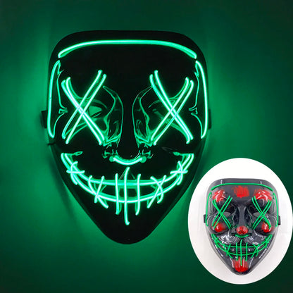 Halloween Skull Skeleton Head Headwear Horror Party Mask Light Up In The Dark Night Disguise Glowing Purge Mask For Halloween