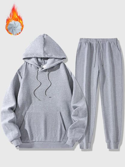 Men's Sports Suit Autumn and Winter Hoodie+pants 2-piece Set Fashionable Solid Color Casual Pullover and Pant Outdoor Sportswear