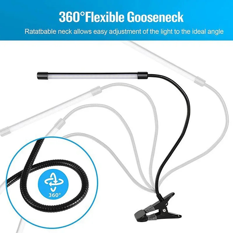 LED clip type desk lamp, student dormitory, bedroom, desktop, bedside reading lamp, eye protection small desk lamp, black