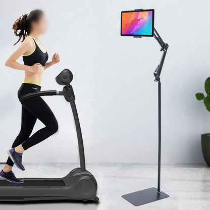 Adjustable Tablet Floor Stand 360° Swivel Height & Angle Adjustable Foldable Floor Holder Non-Slip Base for Home Office