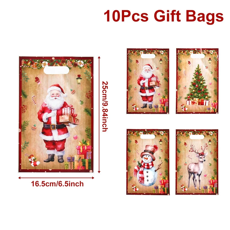 10/25/50pcs Christmas Cute Gift Bags Christmas Party Decoration 2025 Xmas Santa Claus Handbags Navidad Natal New Year Gift 2026