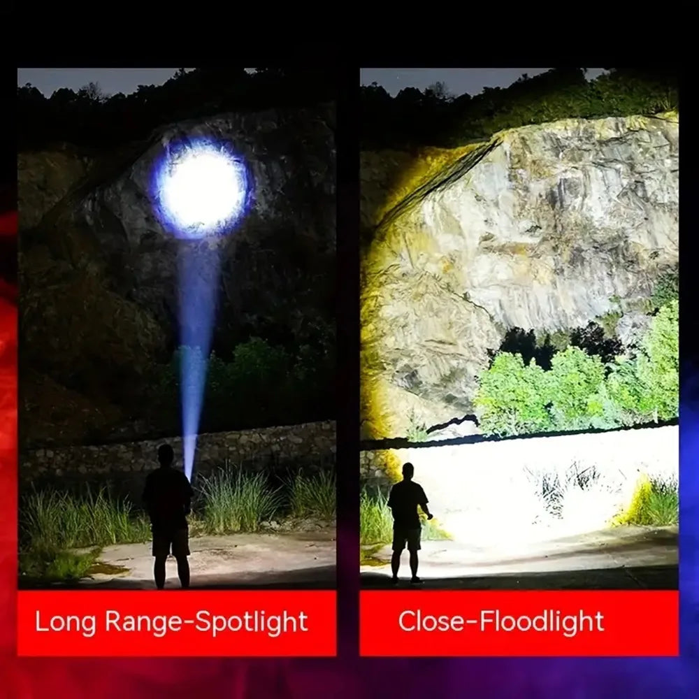 20W Zoom Round Beam Light LED High Power flashlight USB Rechargeable Torch Camping Outdoor Hunting Fishing Walking Lighting Lamp