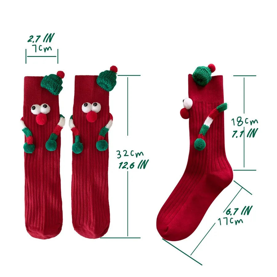 1pc Women'S Christmas Socks Cute No Magnetic Middle Tube Cartoon  Socks Middle Tube Socks Funny Socks 여성양말 Gift