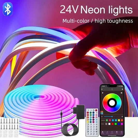 Smart RGB Neon Rope Lights – App & Music Sync, Waterproof LED Strip (10M-30M)