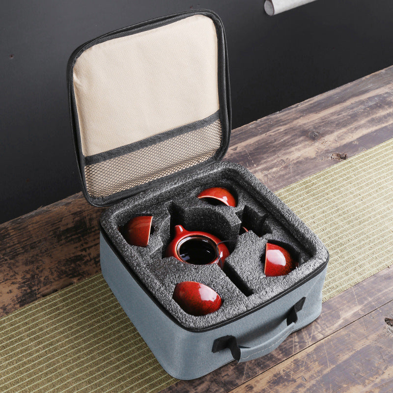With Travelling Bag 4 Cups Chinese Kung Fu Tea Set Travel Set Ceramic Portable Teapot Porcelain Teaset Gaiwan Tea Cups Tea Tool