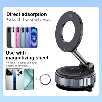 Magnetic Vacuum Adsorption Car Phone Mount 360° Rotatable Folding Mobile Phone Stand for Car/Gym/Mirror/Shower/Smooth Surface