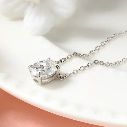 Smyoue 1CT 2CT 3CT Oval Cut Moissanite Necklaces for Women Jewelry 100% Real Silver Chain 925 Pandant Lab Diamond Birthday Gift