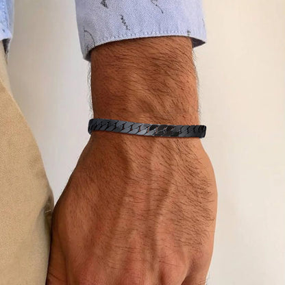 Vnox Gothic Black Cuban Chain Bracelets for Men, Stainless Steel Flat Miami Curb Links Wristband, Simple Metal Jewelry