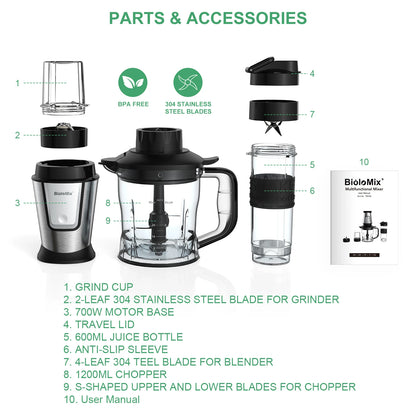 BioloMix 700W 3-in-1 Juicer & Blender