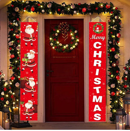 Merry Christmas Door Banner Decoration 2025 Christmas Decor for Home Xmas Hanging Ornaments Navidad Noel Gifts New Year 2026